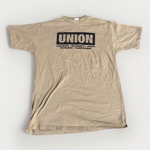 Vintage Union Line Shirt Men's Large Short Sleeves Brown
